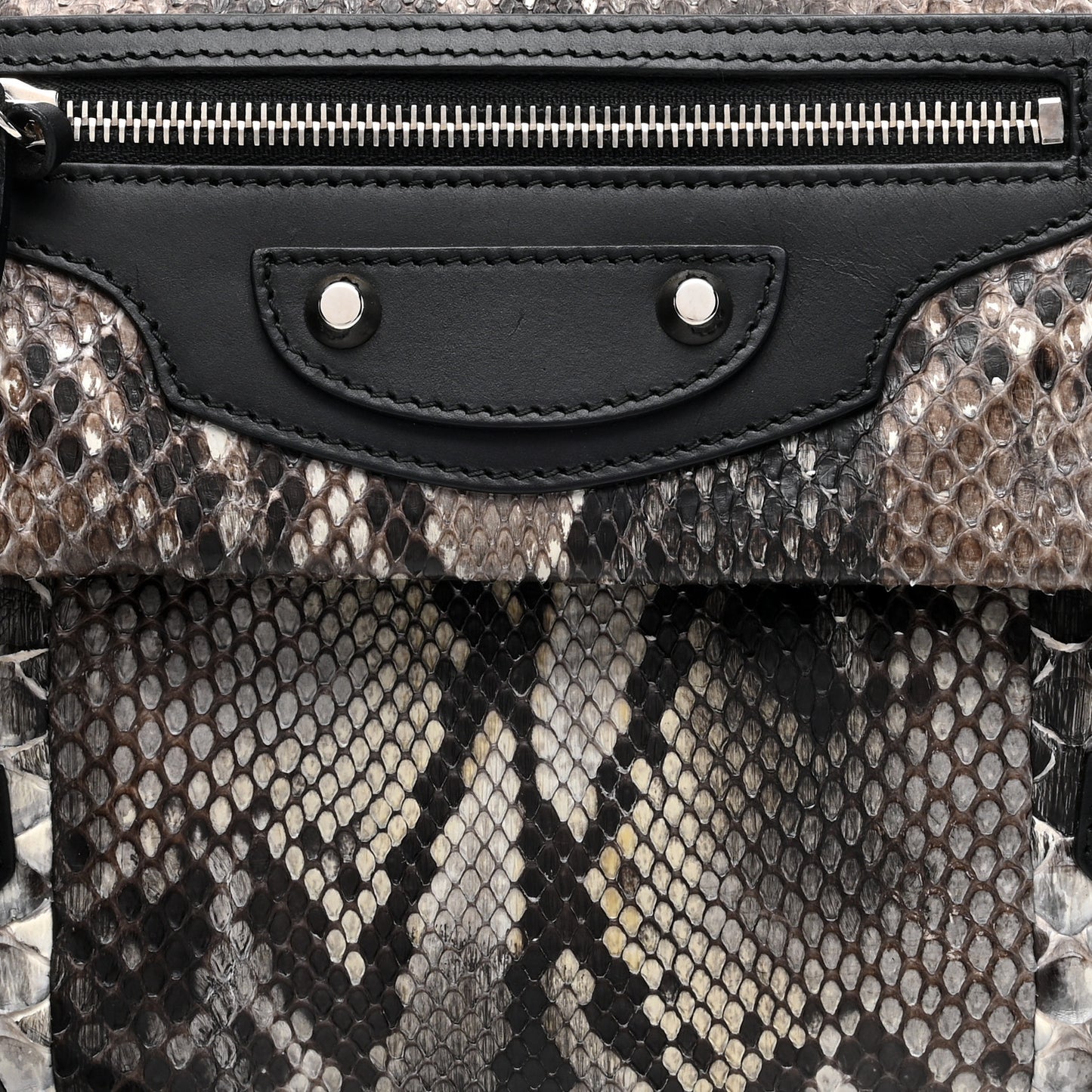 Snakeskin Classic Silver Hardware Envelope Strap Clutch