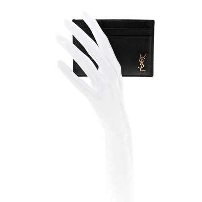 Saint Laurent Calfskin Tiny Cassandre Credit Card Case Black 2 of 8