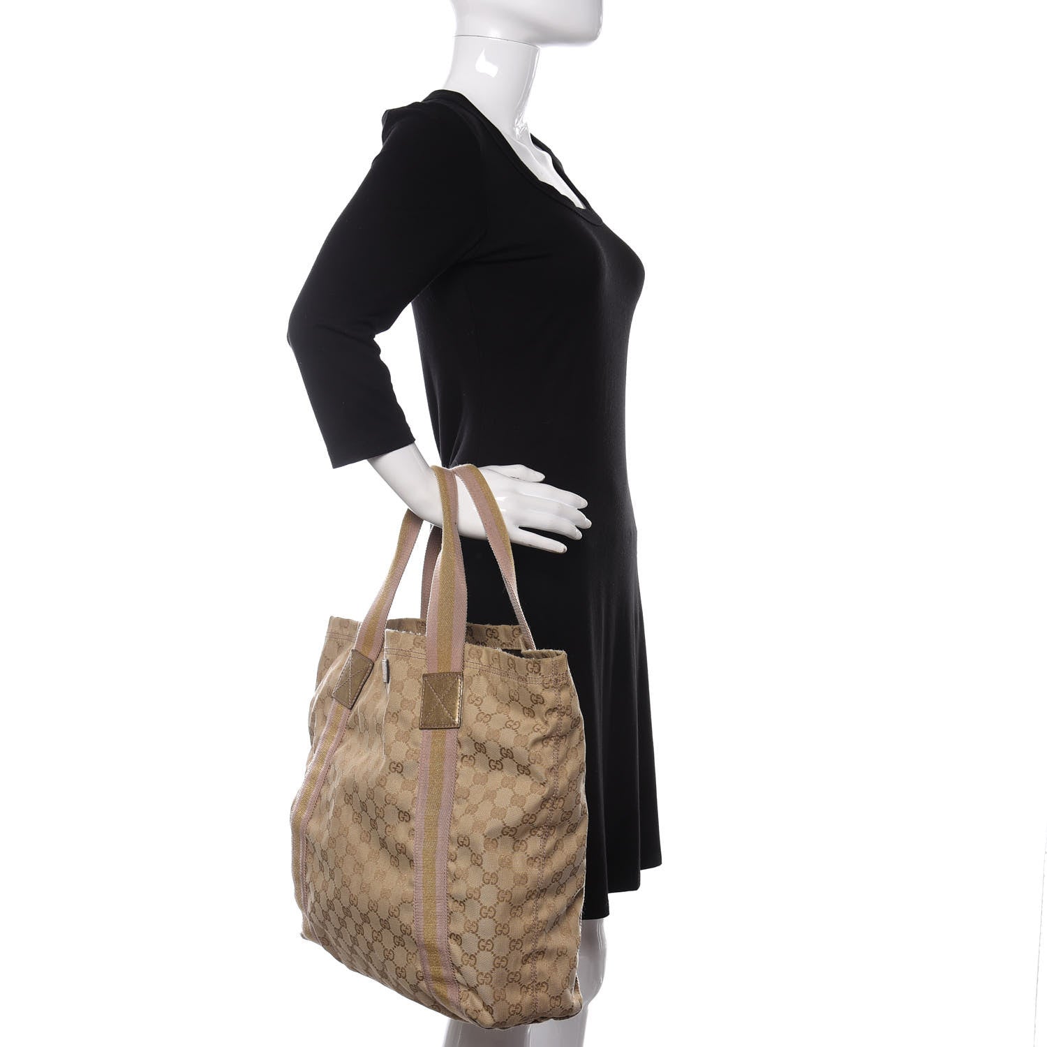 Gucci Monogram Medium Web Tote Pink Gold 2 of 10