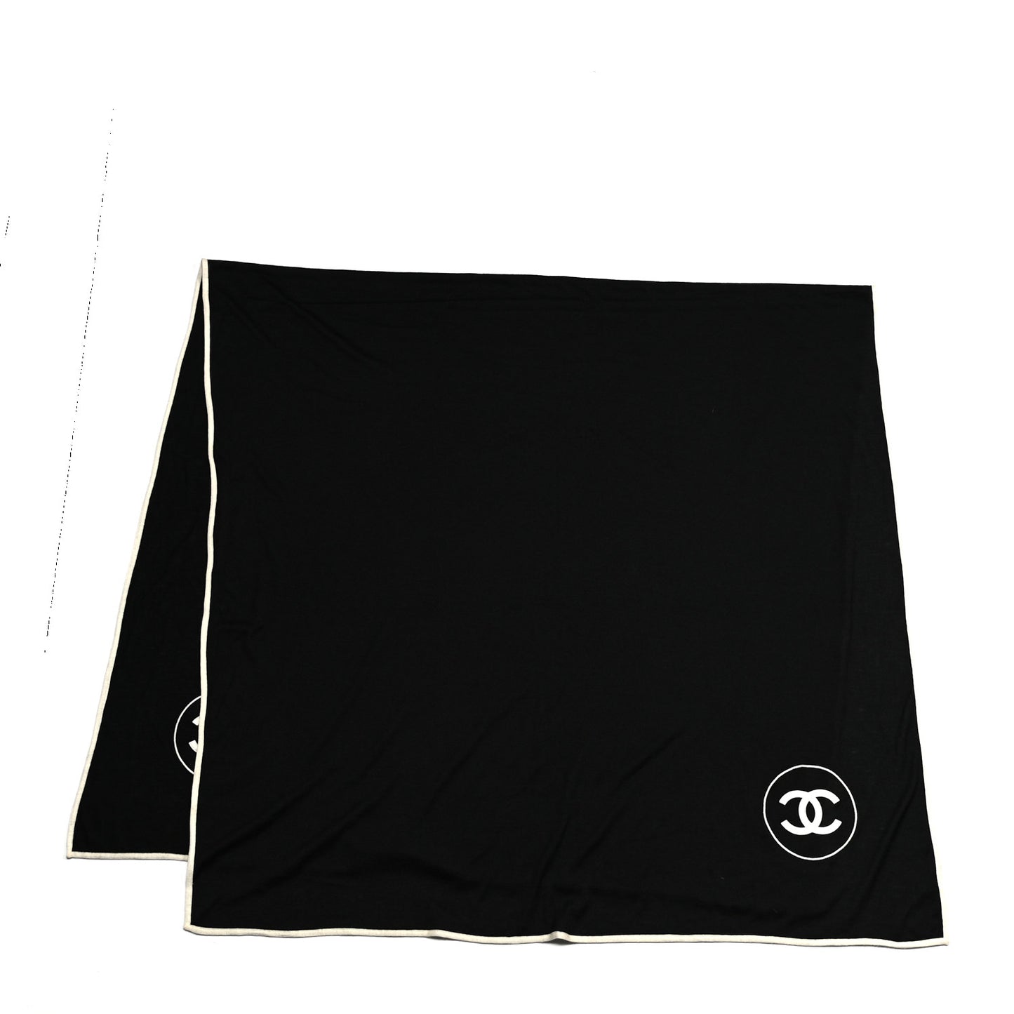 Cashmere Silk CC Logo Stole Black White