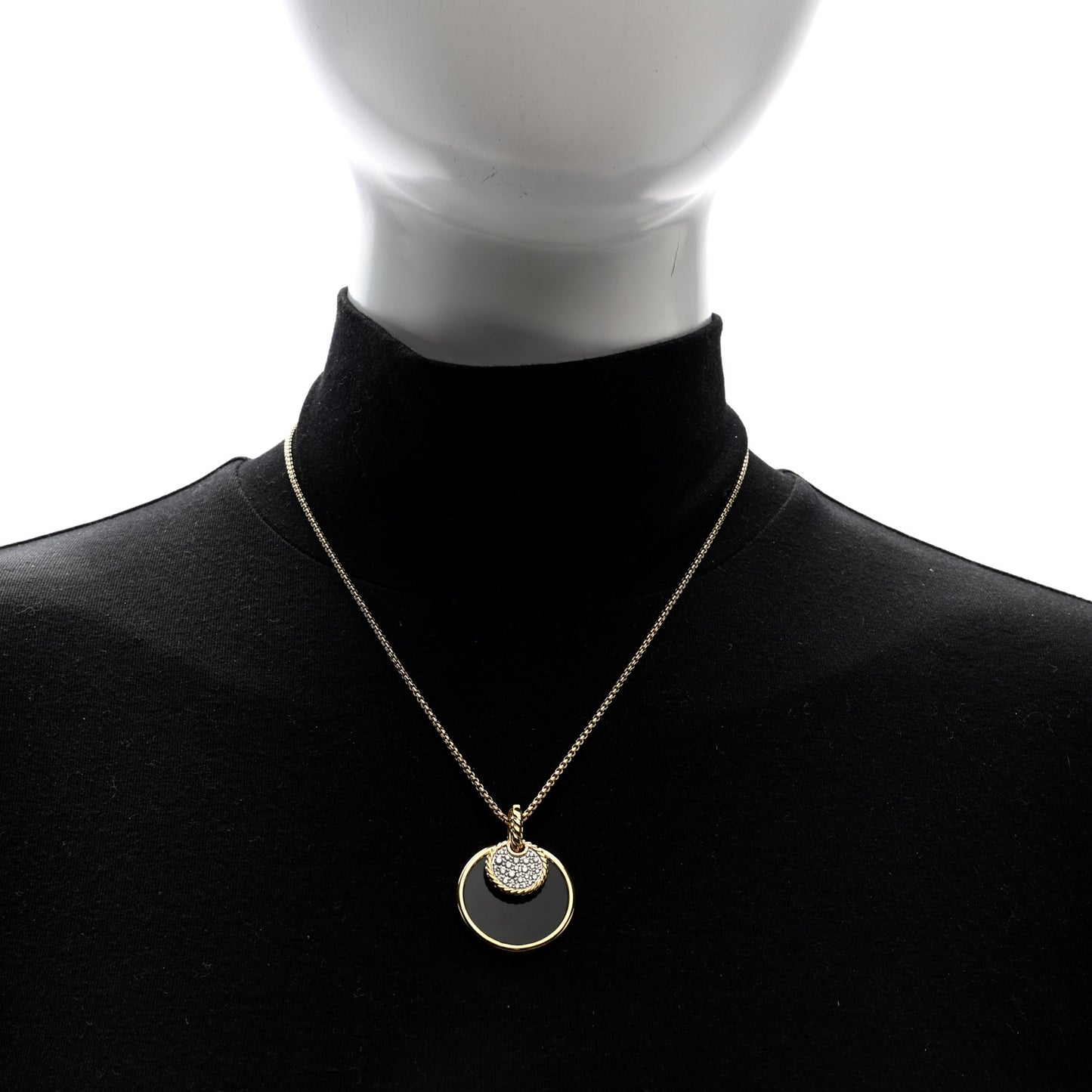 18K Yellow Gold Diamond Black Onyx Mother of Pearl Medium Reversible Elements Necklace