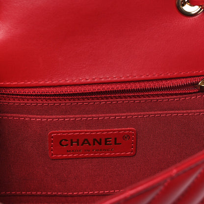Chanel Calfskin Chevron Quilted Mini Statement Flap Red 6 of 12