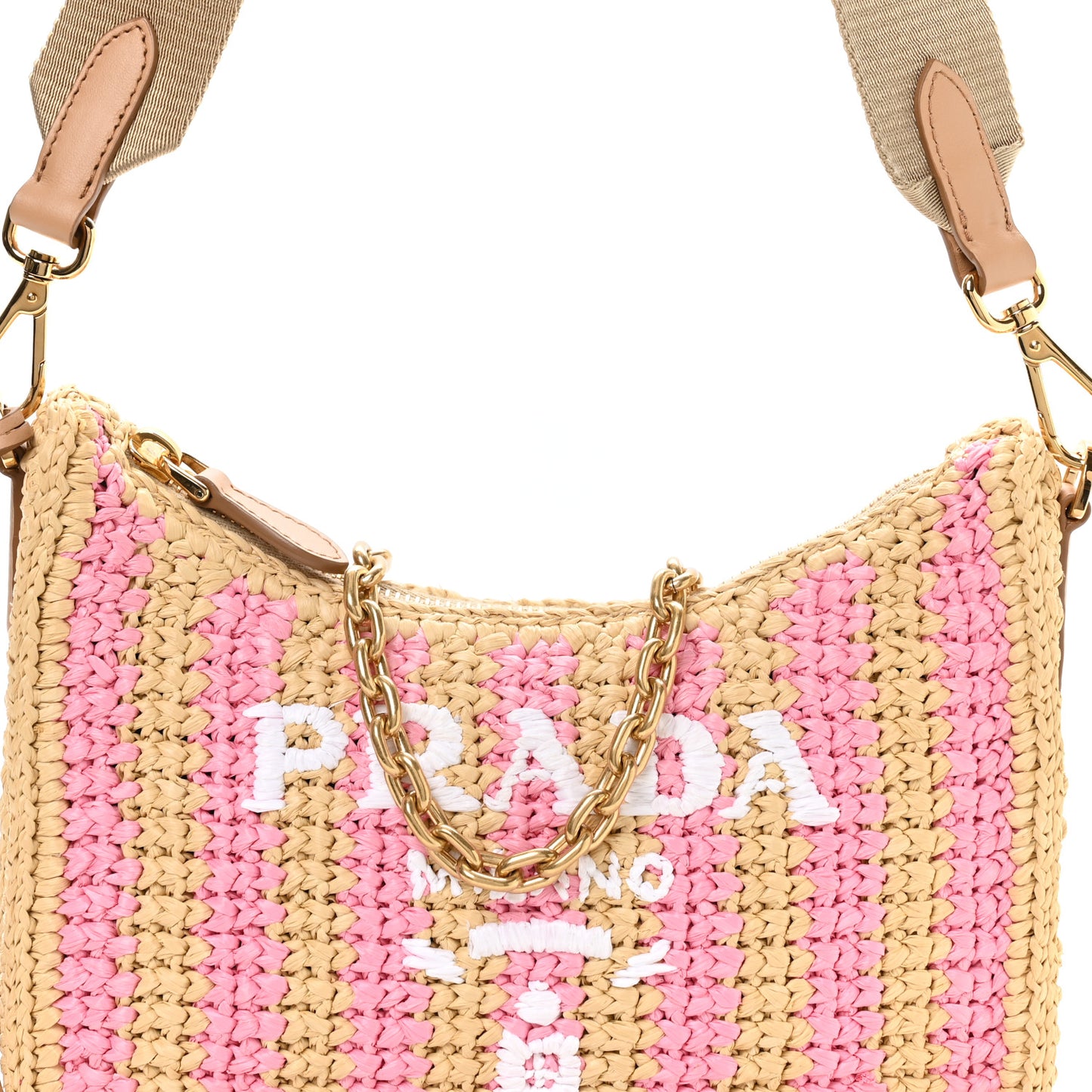 Yarn Raffia Effect Crochet Striped Re-Edition 2005 Shoulder Bag Naturale Petalo