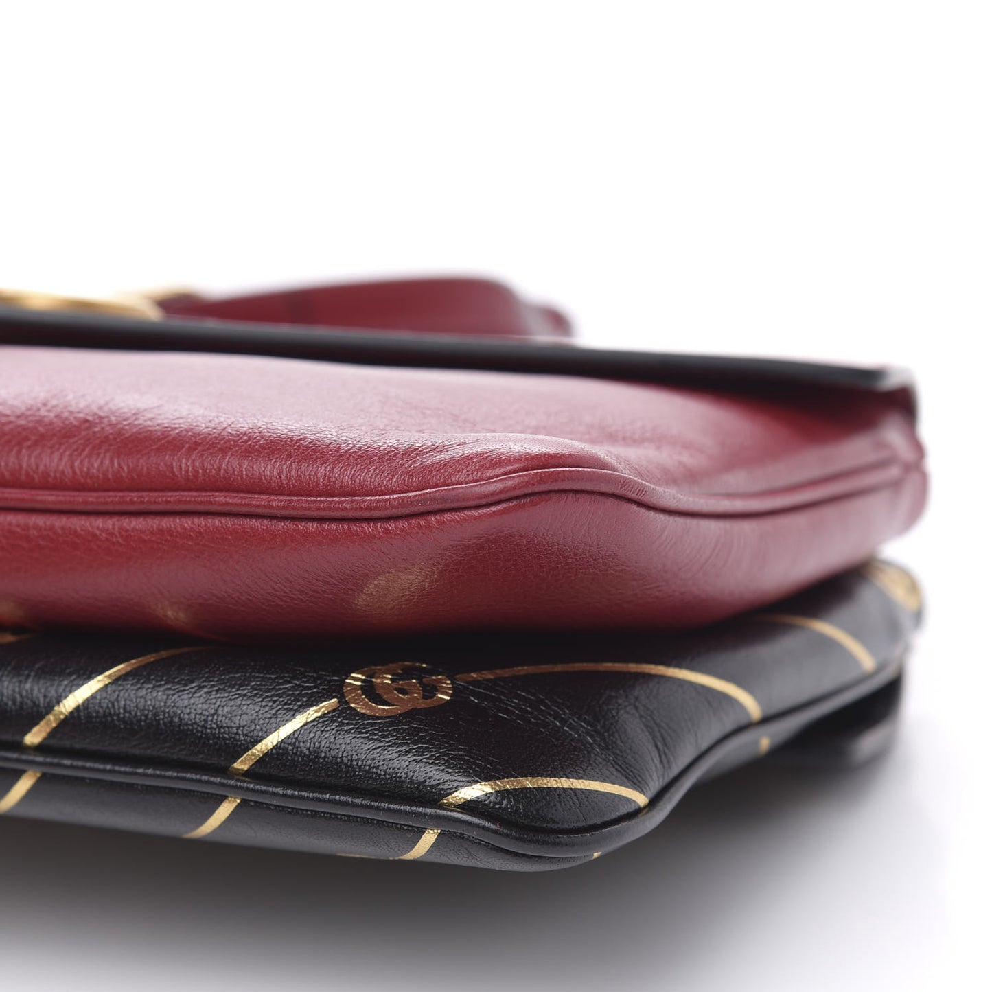 Calfskin Diagonal GG Medium Thiara Double Envelope Shoulder Bag Black Red