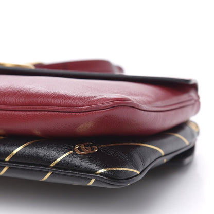 Gucci Calfskin Diagonal GG Medium Thiara Double Envelope Shoulder Bag Black Red 12 of 12
