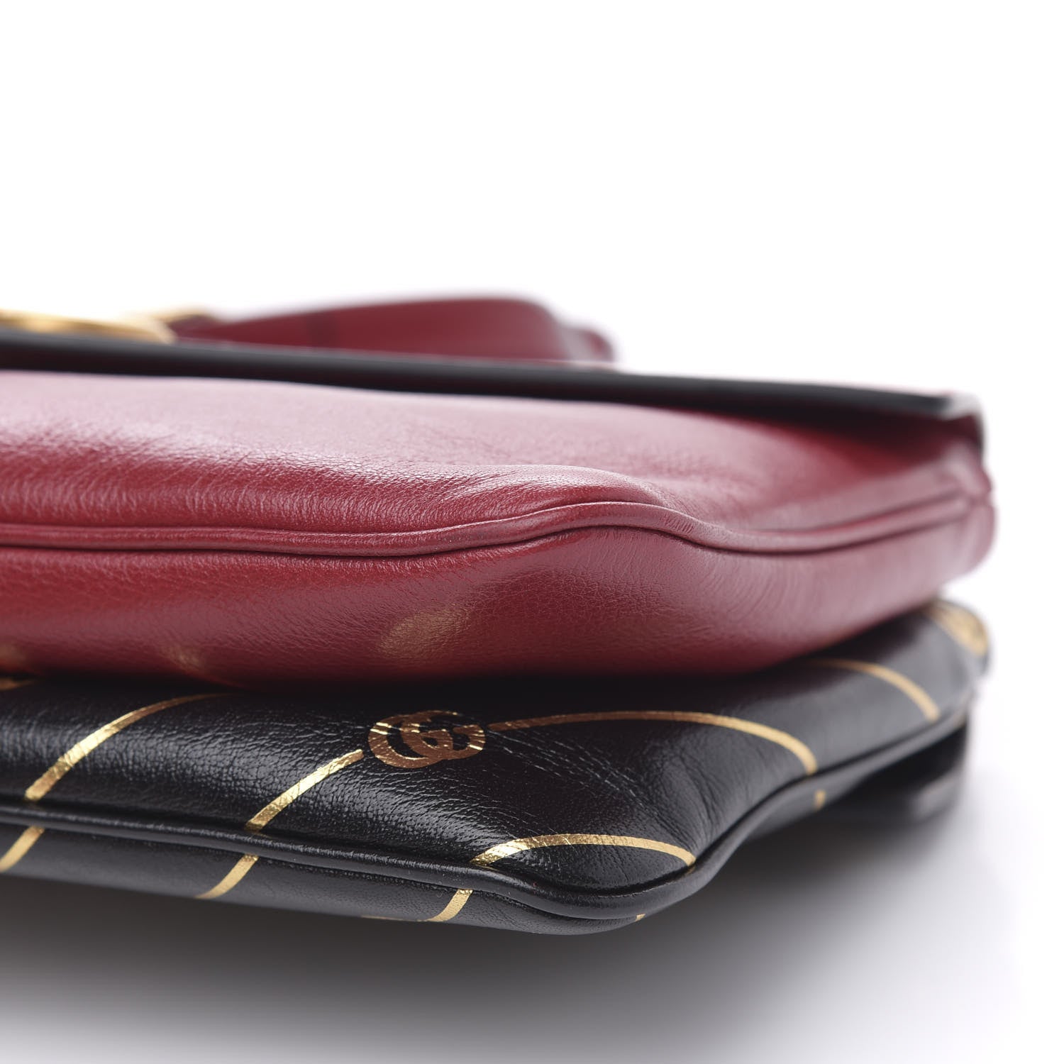 Gucci Calfskin Diagonal GG Medium Thiara Double Envelope Shoulder Bag Black Red 12 of 12