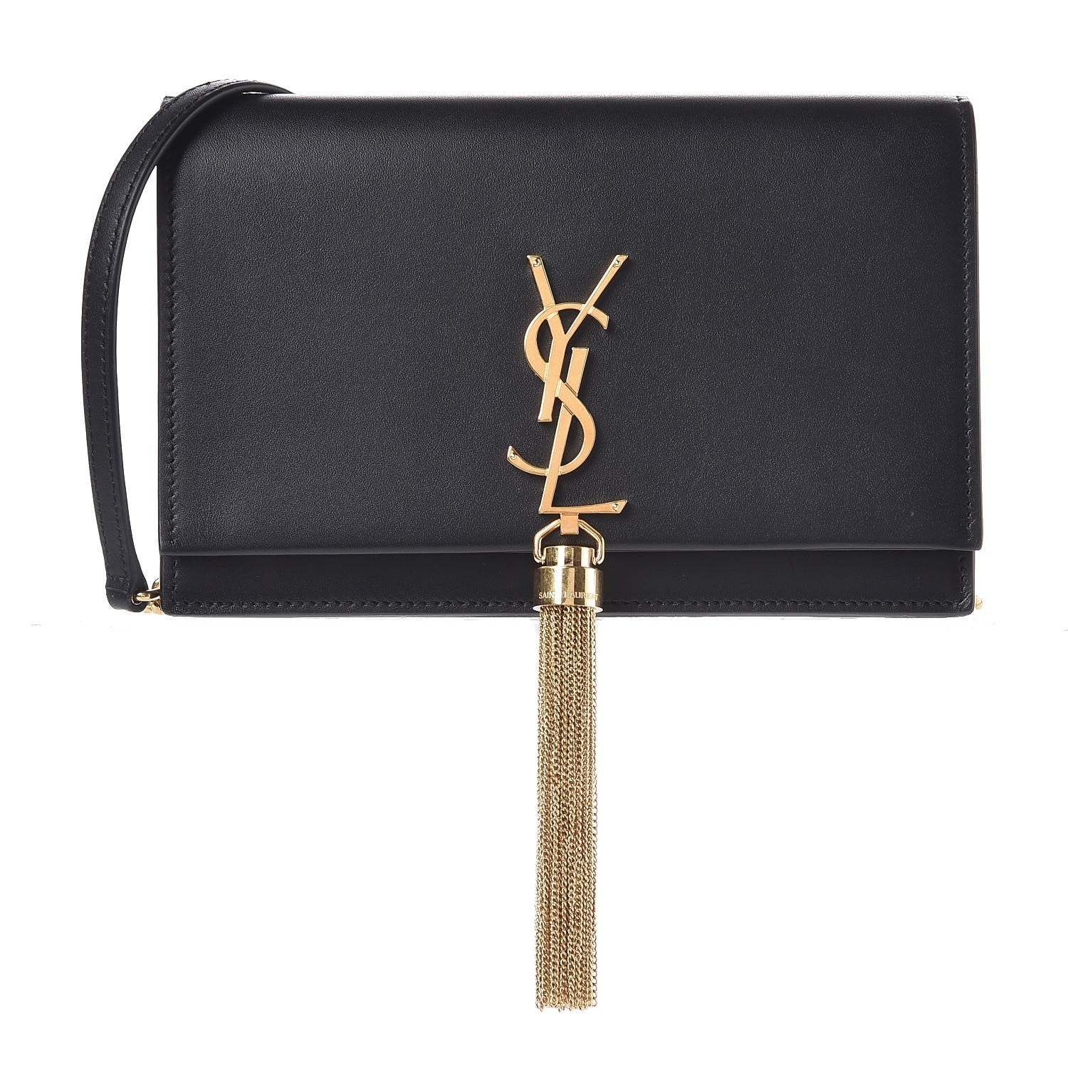 Saint Laurent Smooth Calfskin Classic Monogram Kate Tassel Chain Wallet Black 2 of 11