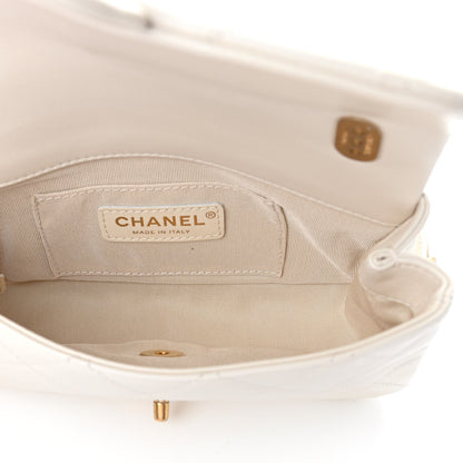 Chanel Calfskin Quilted Mini Crystal Pearls Rectangular Flap White 5 of 10