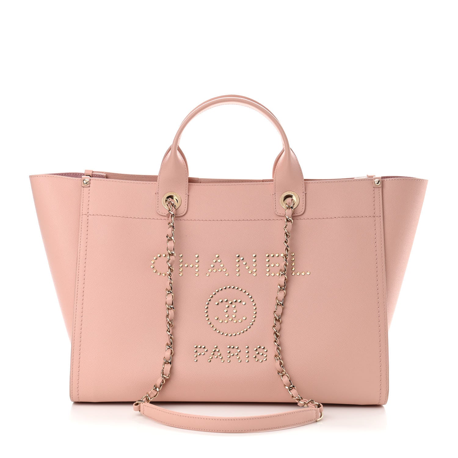 Chanel Caviar Medium Studded Deauville Tote Light Pink 1 of 12