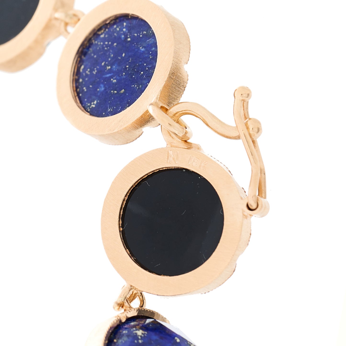 18K Rose Gold Lapis Lazuli Black Onyx Classic Link Bracelet
