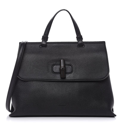 Gucci Cellarius Calfskin Medium Bamboo Daily Top Handle Bag Black 1 of 8