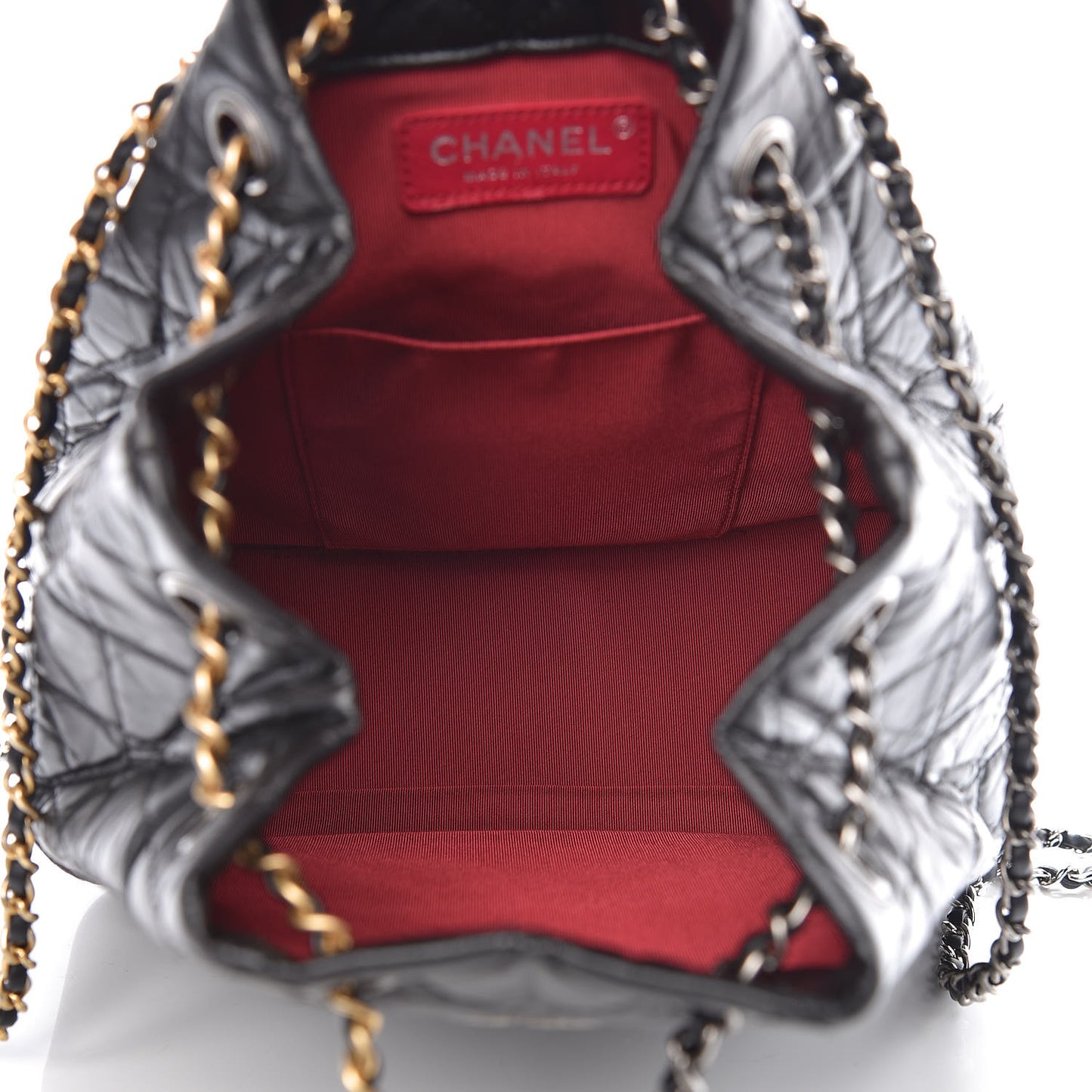 Aged Calfskin Quilted Gabrielle Backpack Black