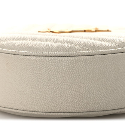 Saint Laurent Grain De Poudre Matelasse Chevron Quilted Round Vinyle Camera Bag Crema Soft 32 of 40
