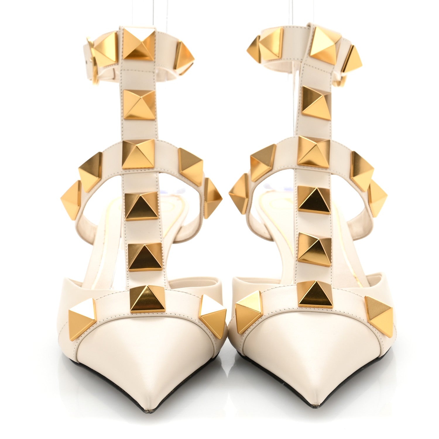 Valentino Garavani Calfskin Roman Stud Ankle Strap 40mm Pumps 40 White 3 of 9