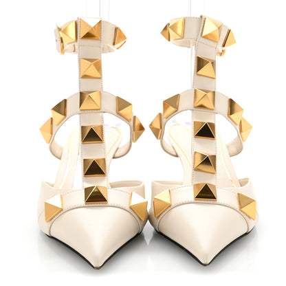 Valentino Garavani Calfskin Roman Stud Ankle Strap 40mm Pumps 40 White 3 of 9