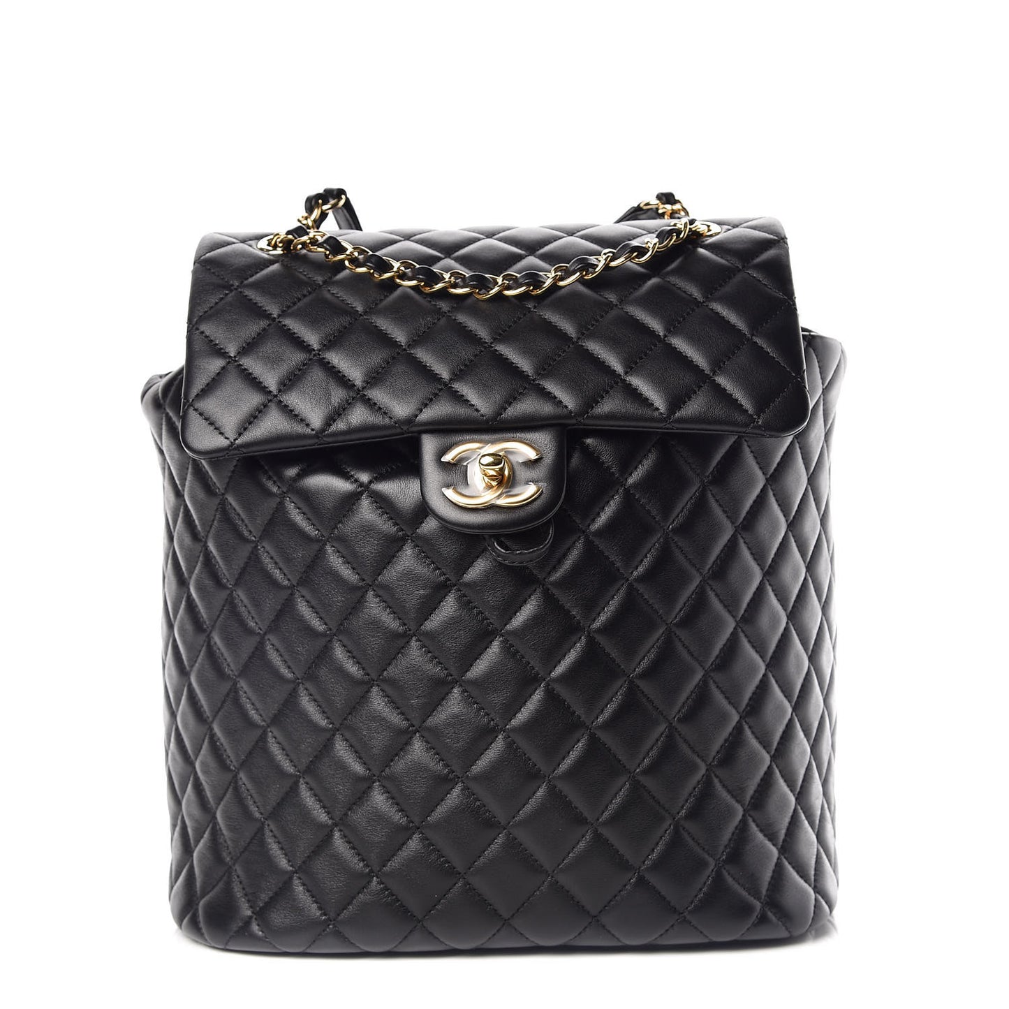 Lambskin Quilted Large Urban Spirit Backpack Black