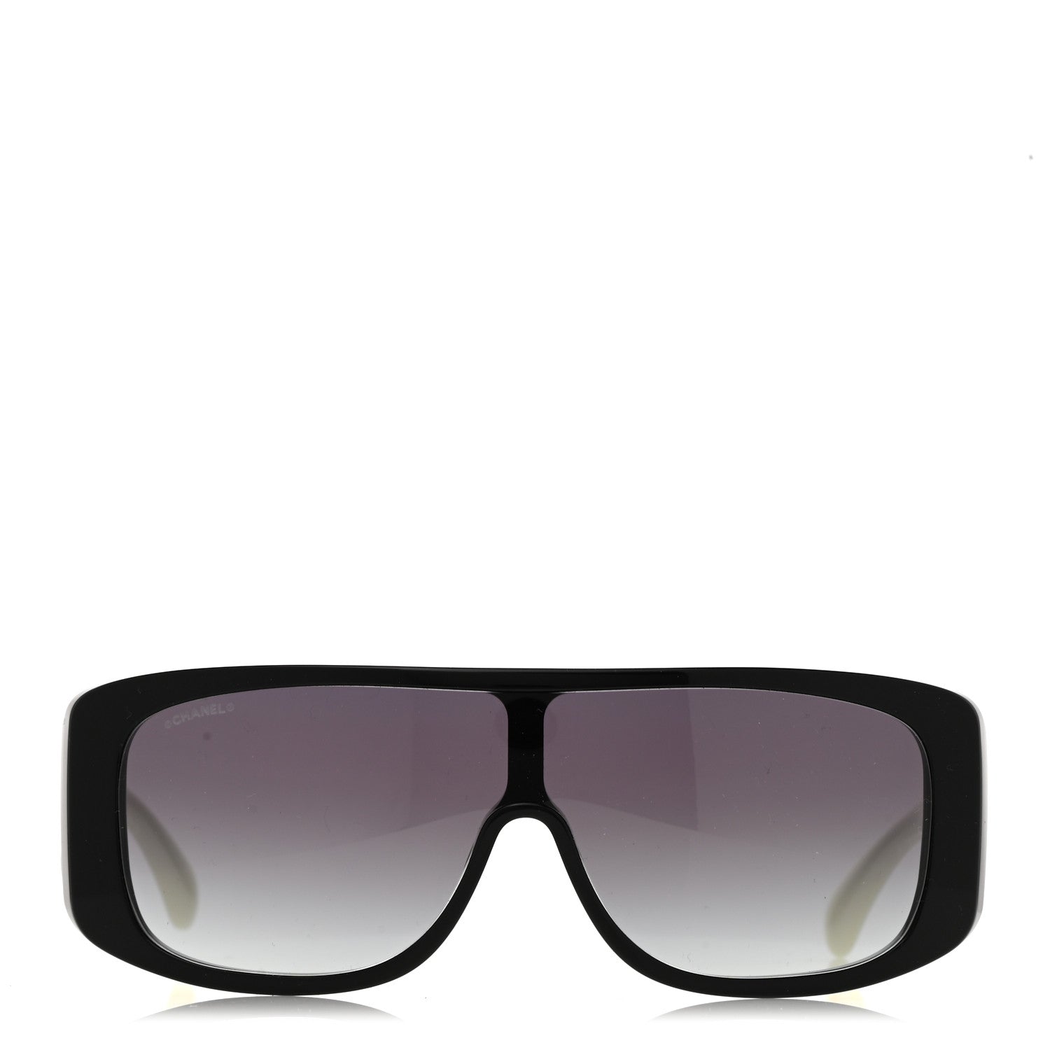 Chanel Acetate Shield Sunglasses 71466 White Black 2 of 9