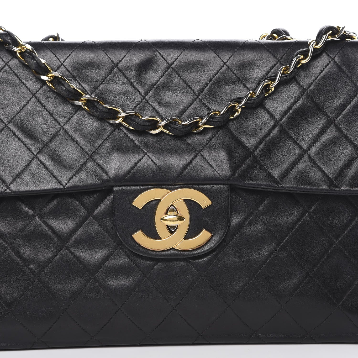 Chanel Lambskin Quilted XL Jumbo Single Flap Black 9 of 19