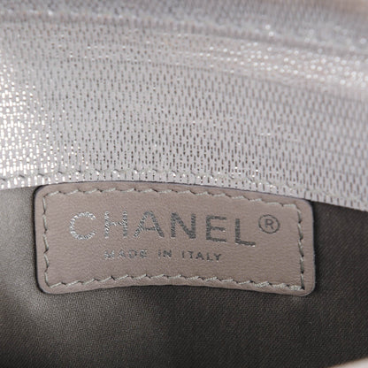 Chanel Metallic Suede Quilted East West Flap Clutch Silver 7 of 8