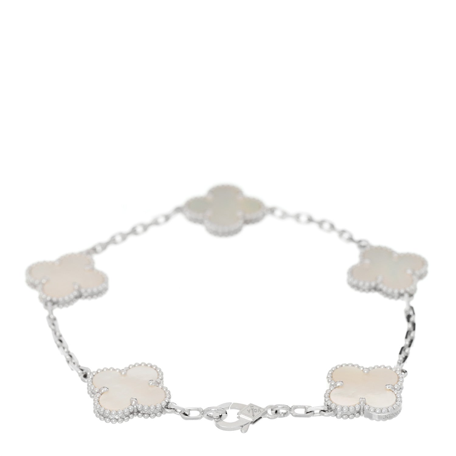 Van Cleef & Arpels 18K White Gold Mother of Pearl 5 Motifs Vintage Alhambra Bracelet 2 of 5