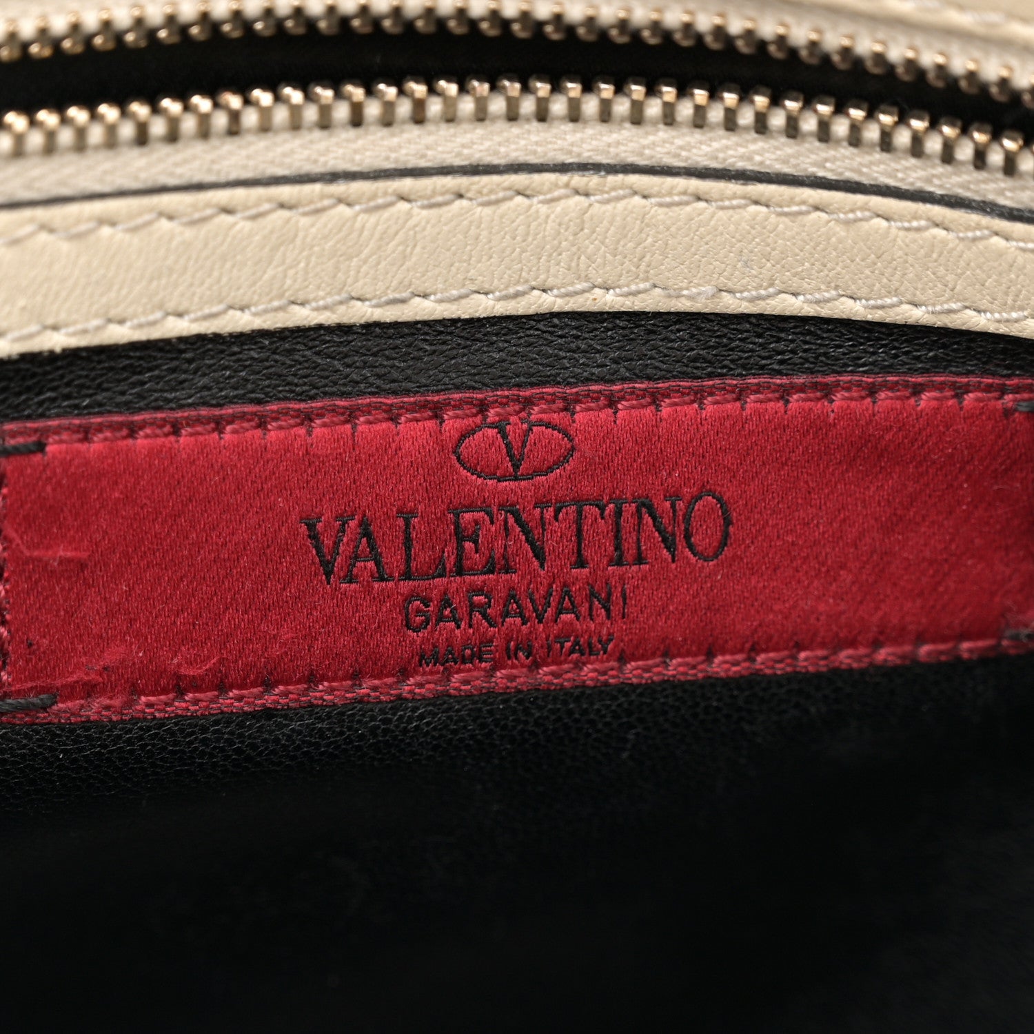 Valentino Garavani Vitello Bi-Color Small Rockstud Double Handle Tote Ivory Black 6 of 15