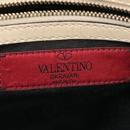 Valentino Garavani Vitello Bi-Color Small Rockstud Double Handle Tote Ivory Black 6 of 15