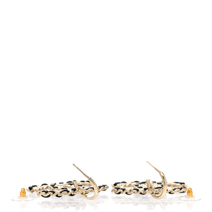 Chanel Crystal Lambskin Chain CC Vintage Allure Stud Earrings Black Gold 3 of 5