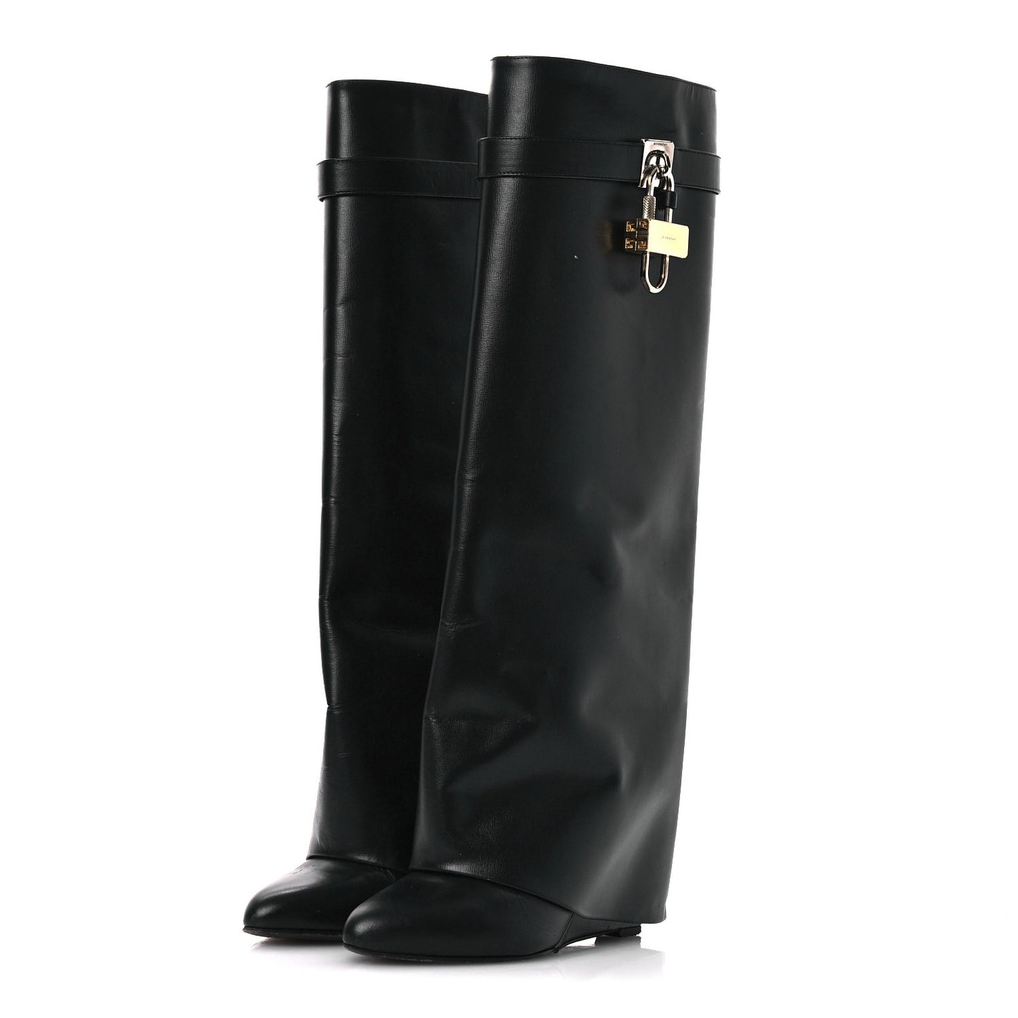 Calfskin Shark Lock Pant Boots 36 Black