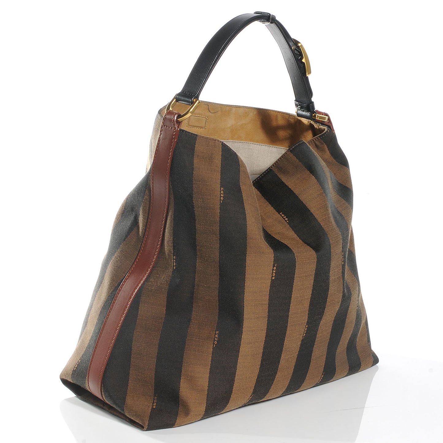 Pequin Cuoio Vegetale Large Hobo Tobacco Black Cuoio