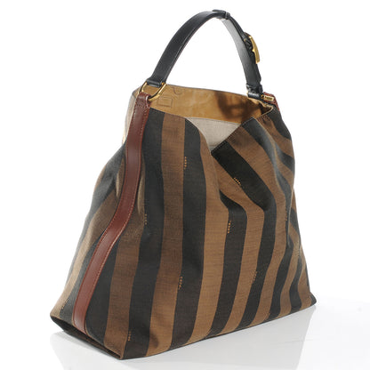 Fendi Pequin Cuoio Vegetale Large Hobo Tobacco Black Cuoio 3 of 8
