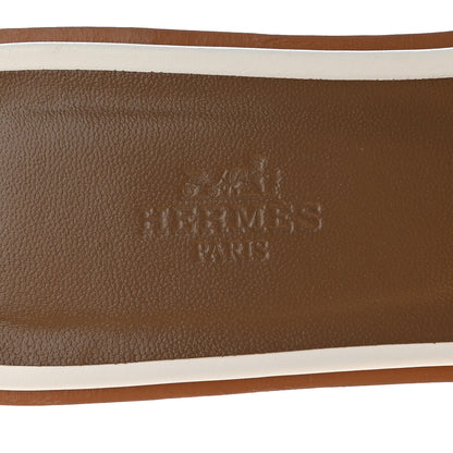 Hermes Box Calfskin Oran Sandals 38 White 7 of 13