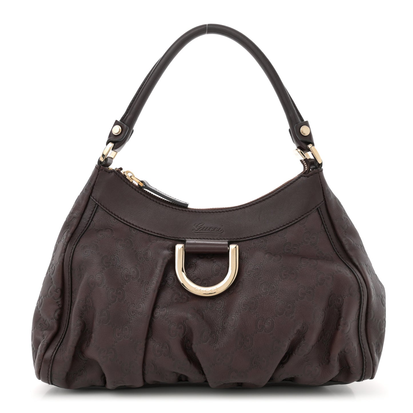 Guccissima Small D Gold Ring Shoulder Bag Chocolate Brown