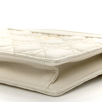 Christian Dior Calfskin Cannage Caro Zipped Pouch With Chain Latte 12 of 14