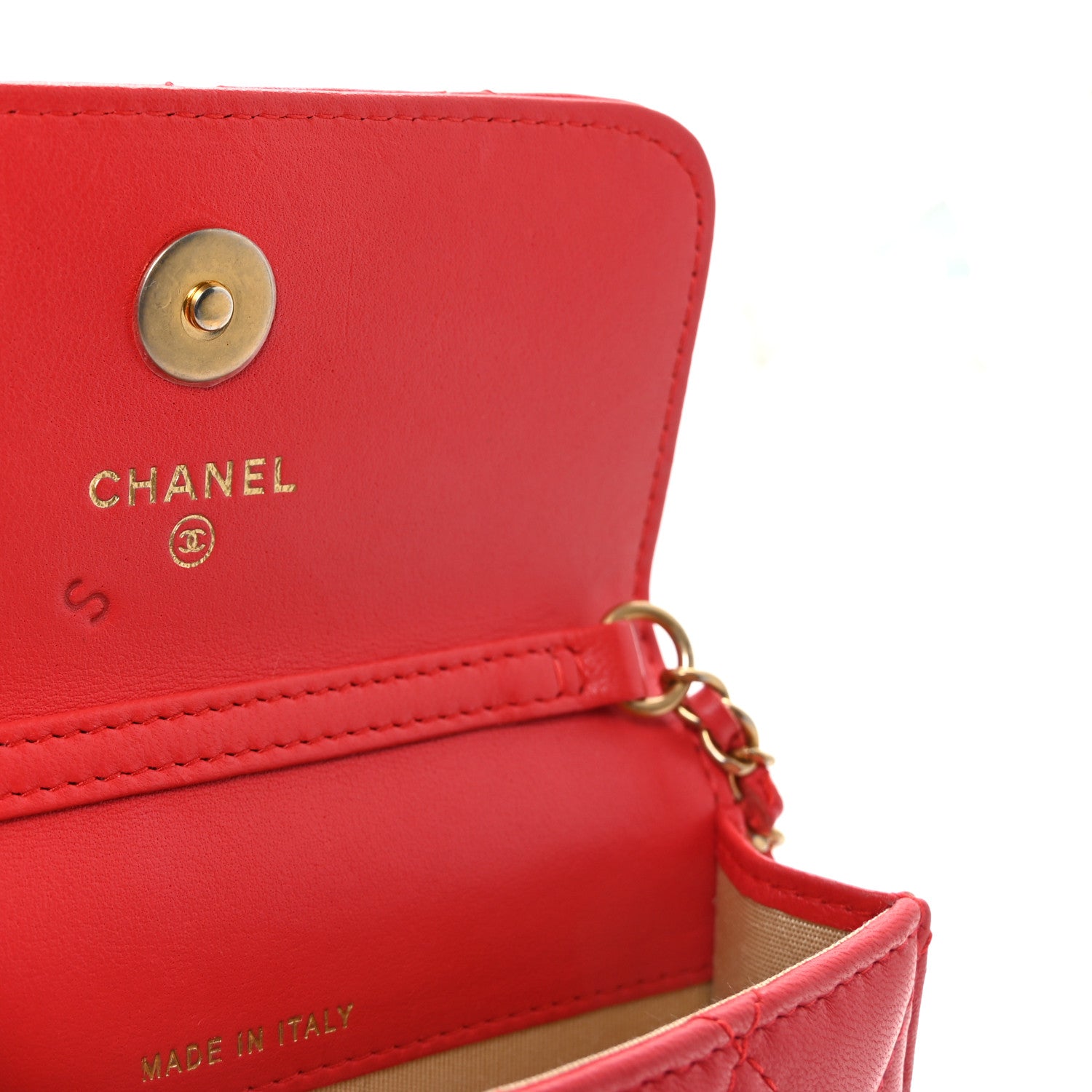 Chanel Lambskin Quilted Pearl Crush Clutch With Chain Red 6 of 11
