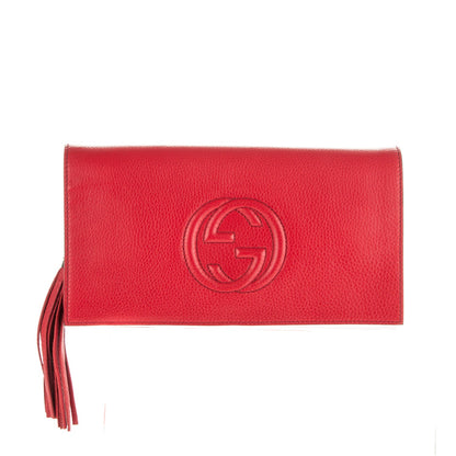 Gucci Pebbled Calfskin Medium Soho Clutch Red 1 of 7