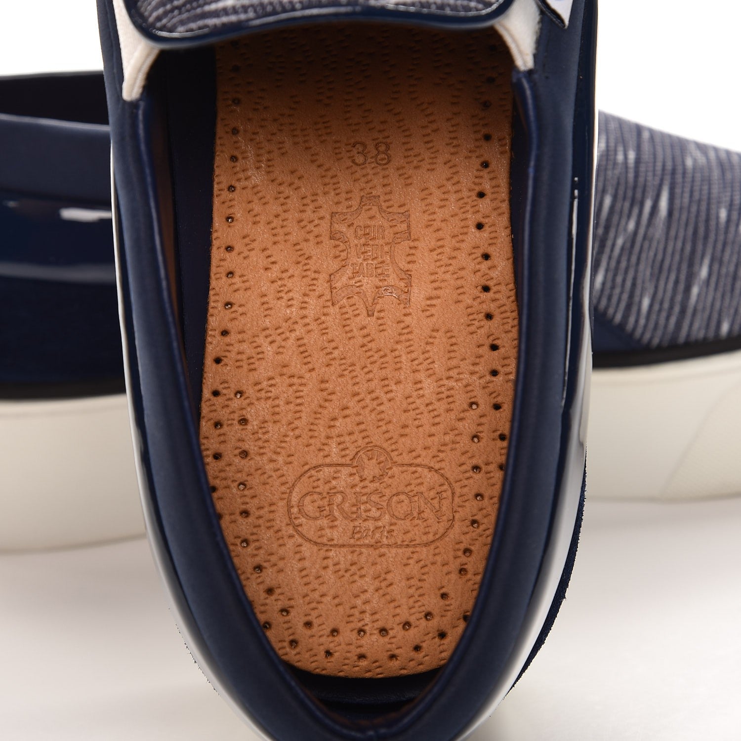 Louis Vuitton Printed Denim Patent Suede Catwalk Slip On Sneakers 37 Blue 6 of 9