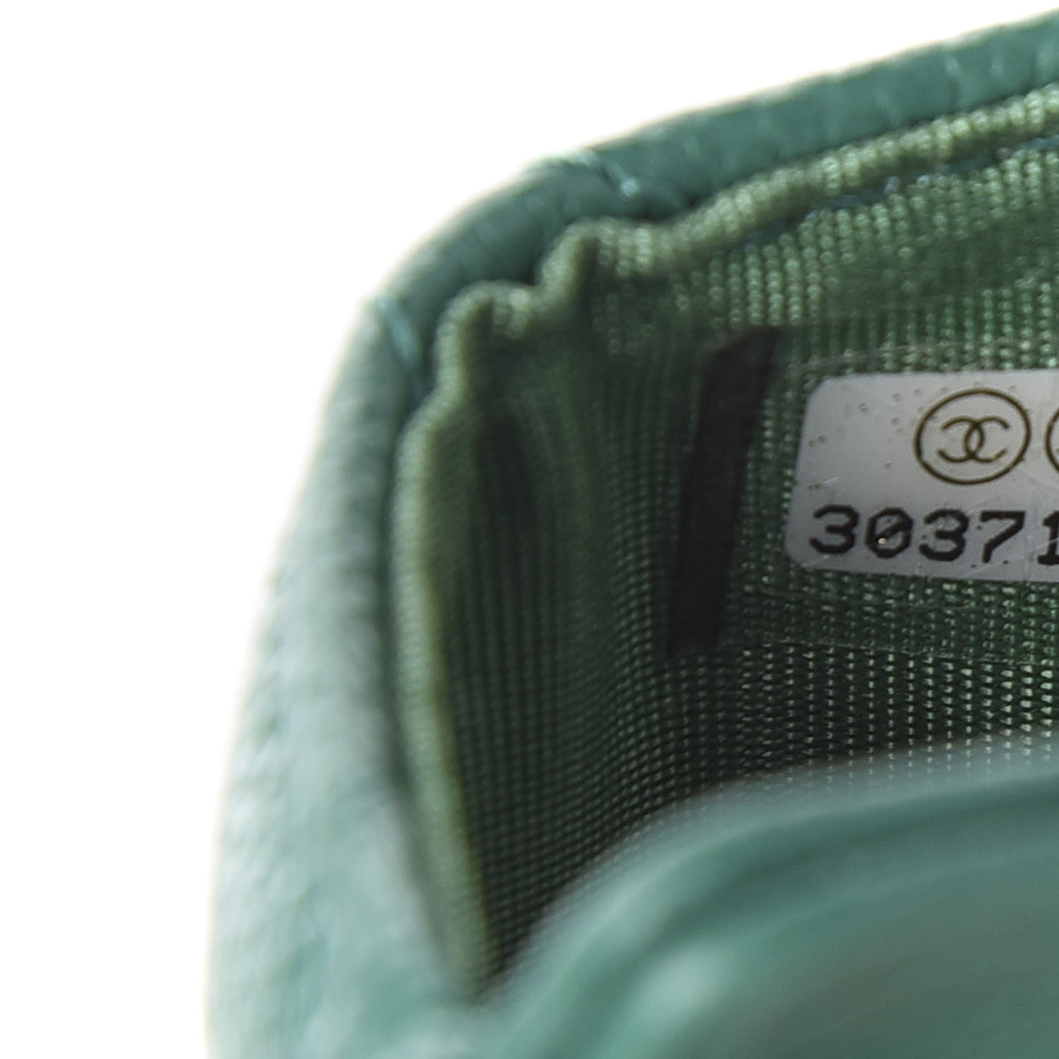 Chanel Caviar Quilted Card Holder On Chain Green 6 of 7