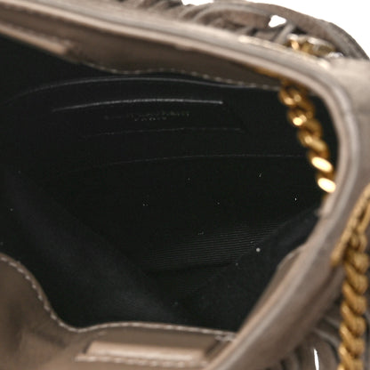 Saint Laurent Suede Calfskin Small Grace Fringed Hobo Bag Dusty Grey 6 of 9