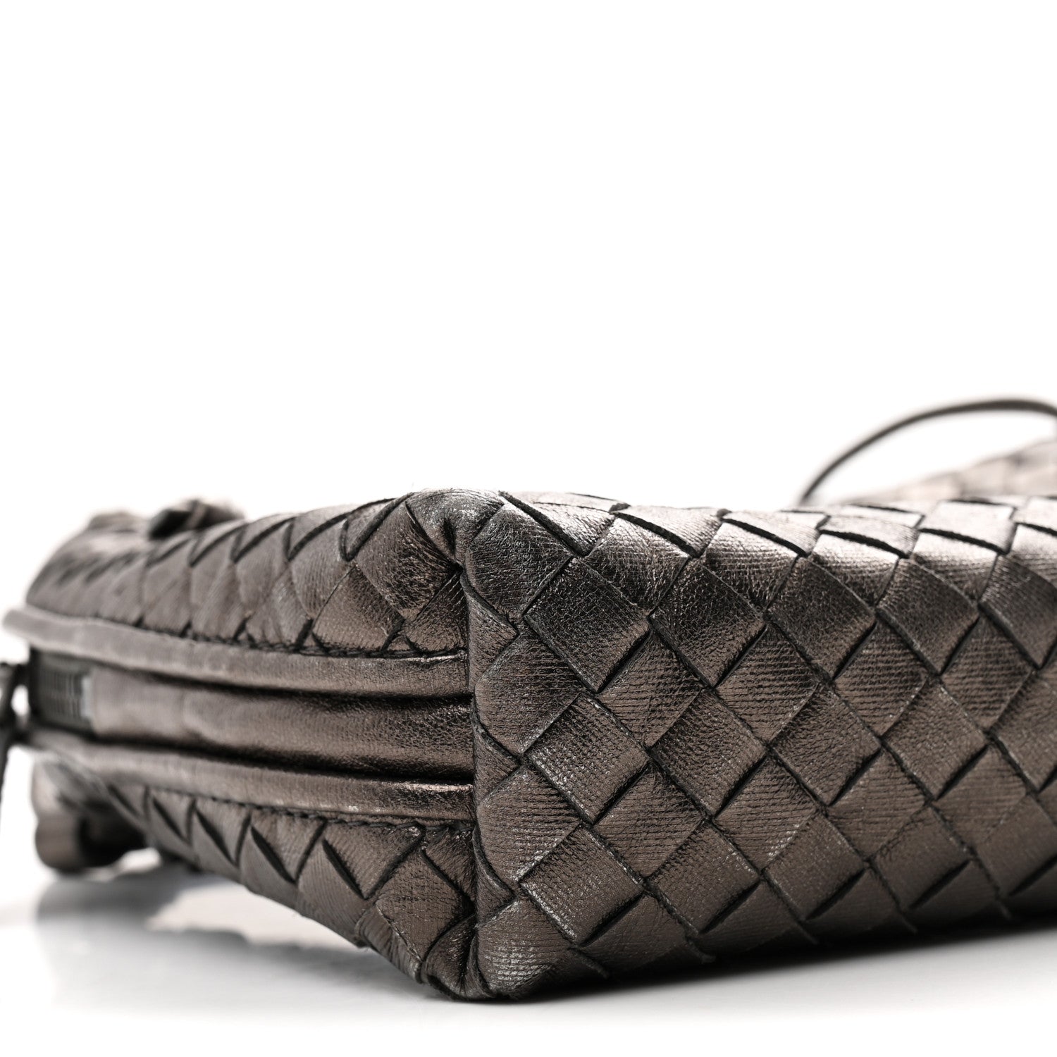Bottega Veneta Metallic Nappa Intrecciato Nodini Crossbody Messenger Dark Grey 5 of 10