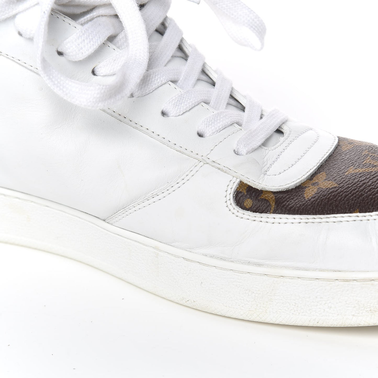 Calfskin Monogram Rivoli High Top Sneakers 10 White
