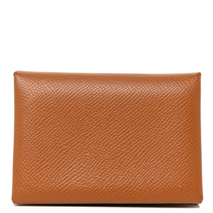 Hermes Epsom Calvi Duo Card Case Gold 1 of 11
