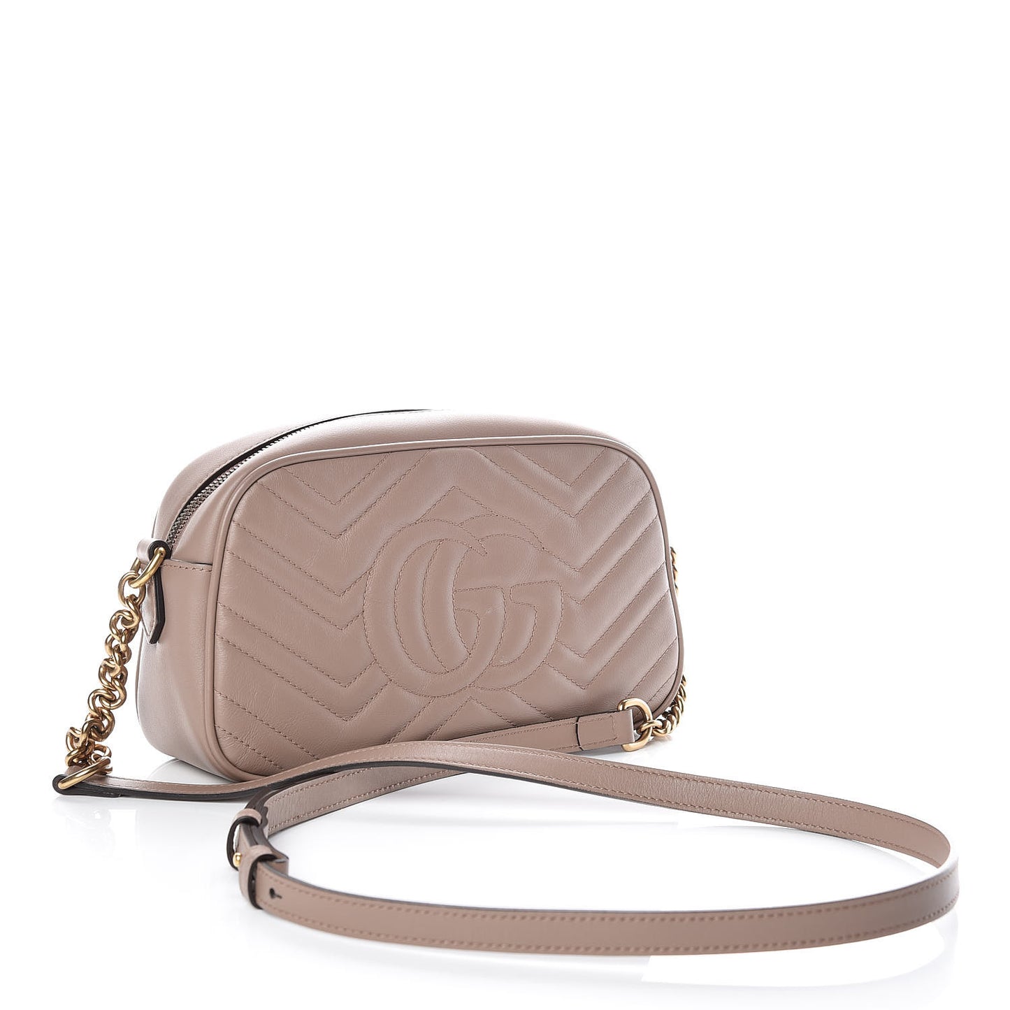 Calfskin Matelasse Small GG Marmont Chain Shoulder Bag Taupe