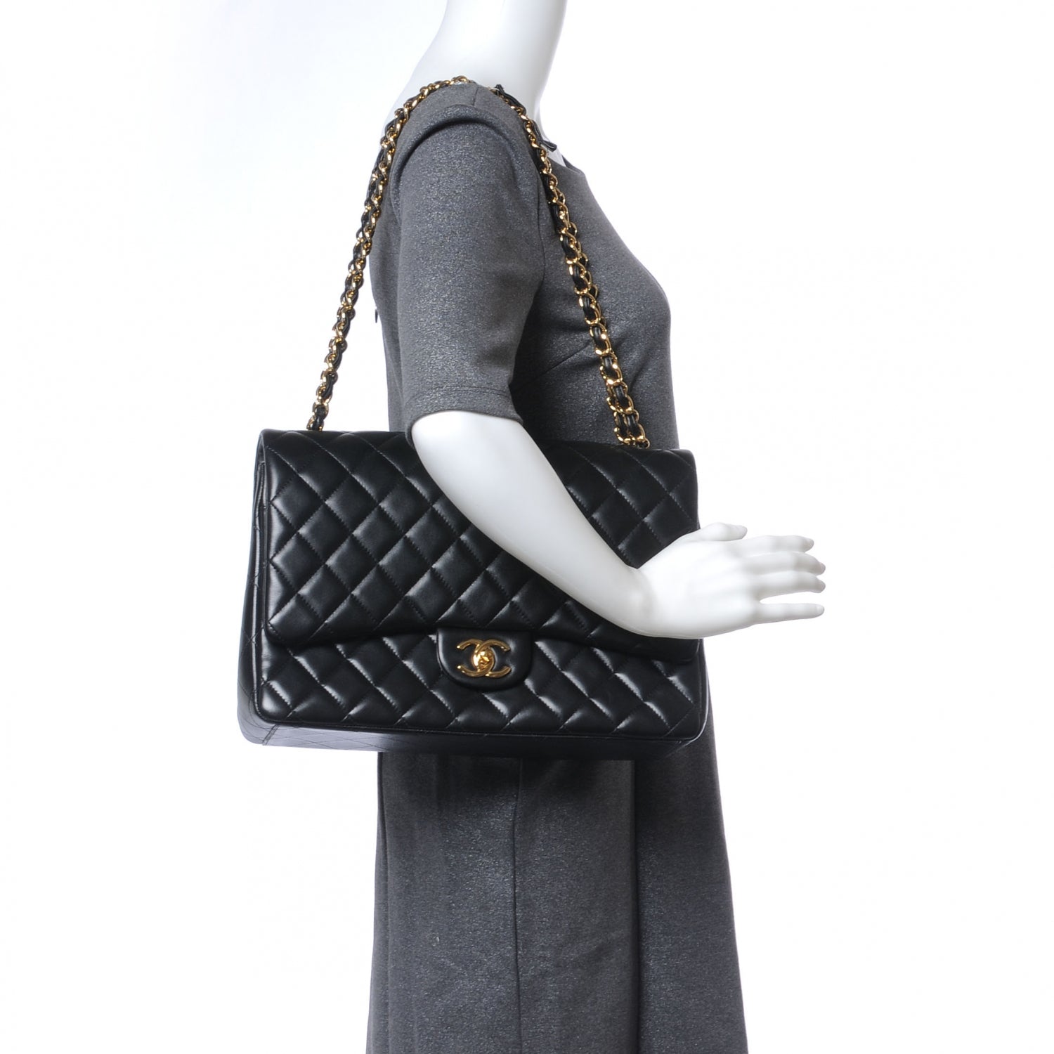 Chanel Lambskin Quilted Maxi Double Flap Black 2 of 9