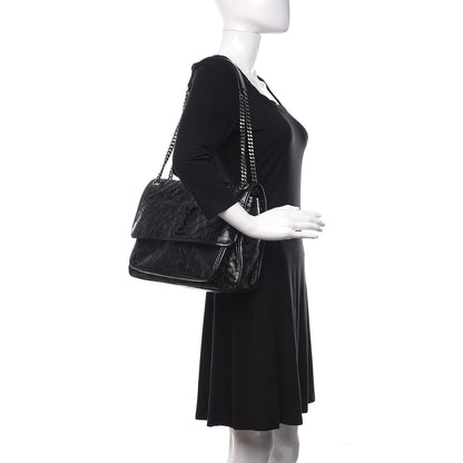 Saint Laurent Crinkled Calfskin Matelasse Monogram Large Niki Chain Satchel Black 2 of 9