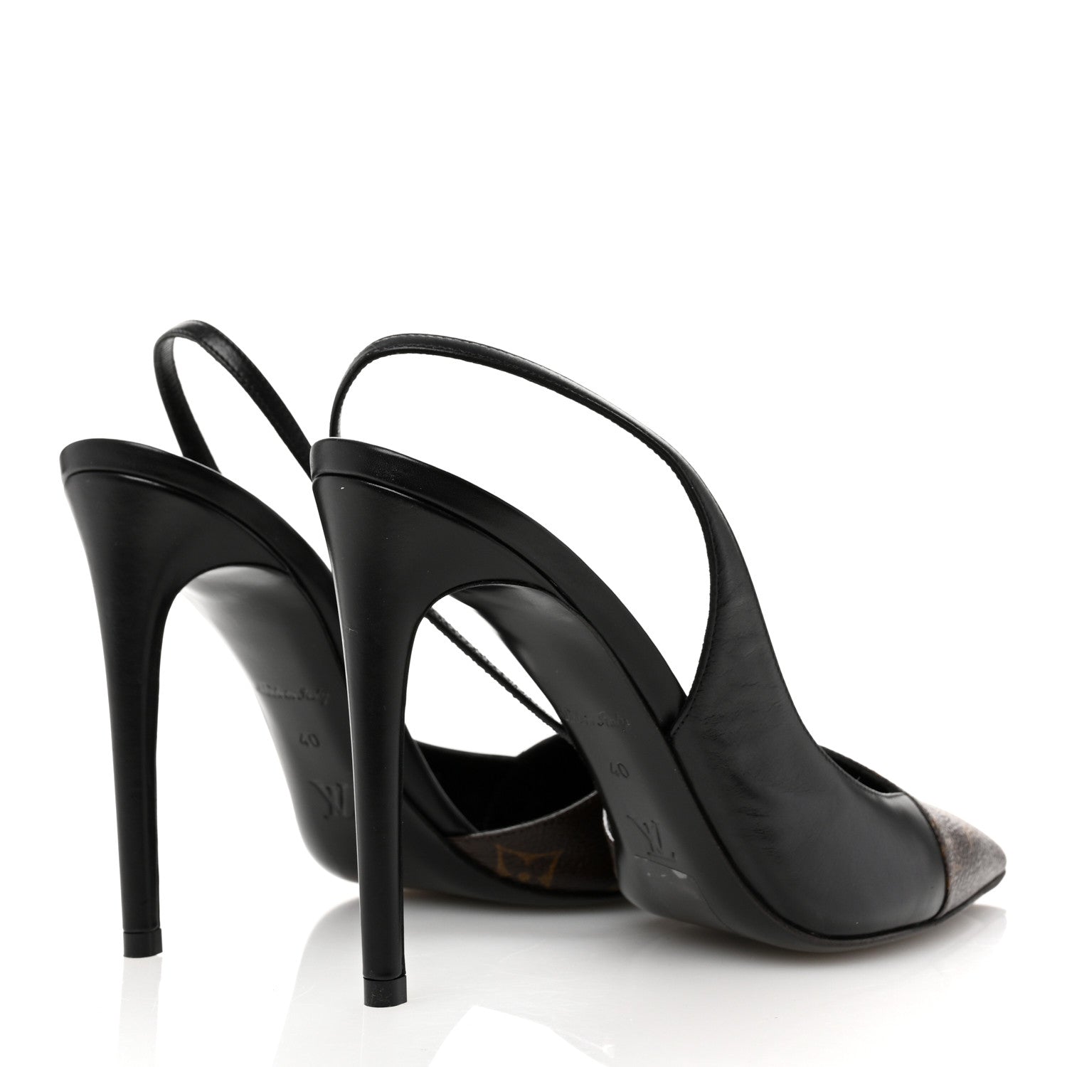 Louis Vuitton Monogram Cherie Slingback Pumps 40 Black 5 of 9