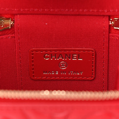 Chanel Lambskin Camellia Embossed Mini Vanity Case With Chain Red 6 of 11