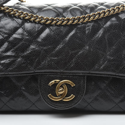 Chanel Crumpled Grained Calfskin Quilted Large Shiva Flap Black 8 of 10