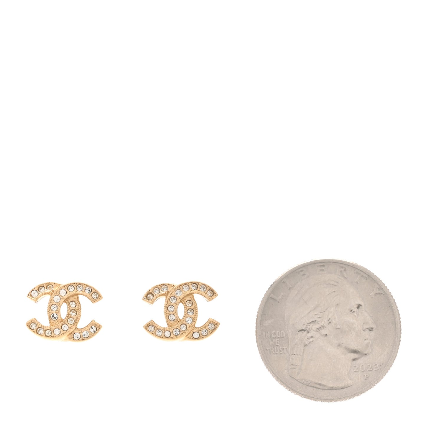 Crystal Mini Timeless CC Earrings Light Gold