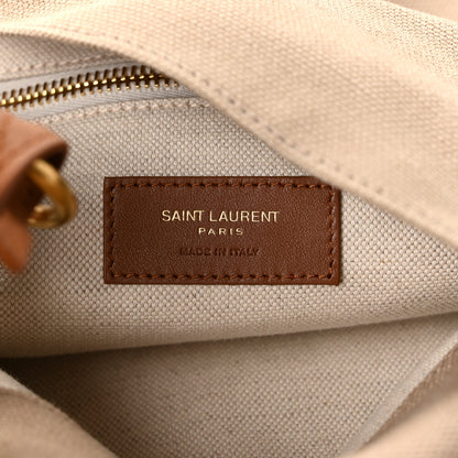 Saint Laurent Canvas Calfskin Flat Hobo Desert Dust Brick 6 of 10