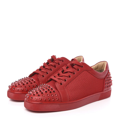 Christian Louboutin Calfskin Mesh Mens Seavaste 2 Flat Sneakers 48 Loubi Red 3 of 13